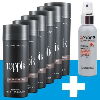 Toppik 6 x 27,5g Angebot + 1 x XMORE +UV Fixierspray 100ml Gratis