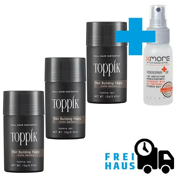 Toppik Aktion 12g 3er Set + 1 x Fixierspray +UV 50ml Gratis dazu