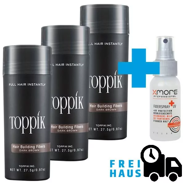 Toppik Bestseller Aktion 3 x 27,5g + 1 x Fixierspray +UV 50ml Gratis dazu Toppik Bestseller Aktion 3 x 27,5g + 1 x Fixierspray +UV 50ml Gratis dazu